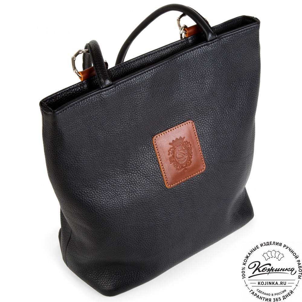 Женская кожаная сумка-трансформер "Валентино" (черная)